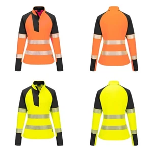 Portwest T173 PW3 Hi Vis 1/4 Zip Women Sweatshirt Comfort Versatility Warmth - Picture 1 of 7