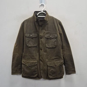 Barbour Ogston Wax Wool Lined Waterproof Country Green Coat Jacket Size Small - Picture 1 of 11
