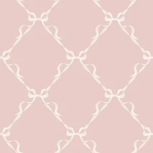 World of Papel Pintado Atado con un Lazo Rosa/Crema Geométrico Niños Dormitorio 50480 - Imagen 1 de 4