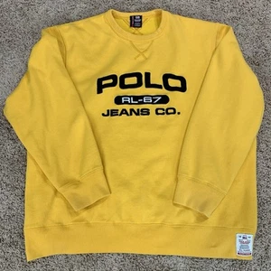 De Colección Ralph Lauren Polo Jeans Co. RL 67 Sudadera Pullover Talla XXL Dorado Amarillo Y2K - Imagen 1 de 11