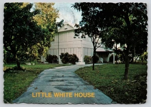 Postal cromada vintage de invierno de la Pequeña Casa Blanca de Key West Florida - Imagen 1 de 2