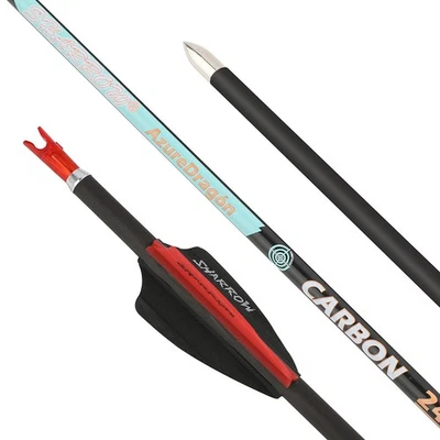 32" 24T Pure Carbon Arrow SP300-1000 Vanes ID4.2 Compound Recurve Bow Hunt 001" - Image 1 of 4