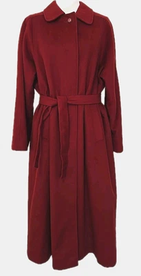 Vintage Tiroler Loden Austrian Wool Wine Red Belted Long Coat Women's M/L Winter - Image 1 of 4