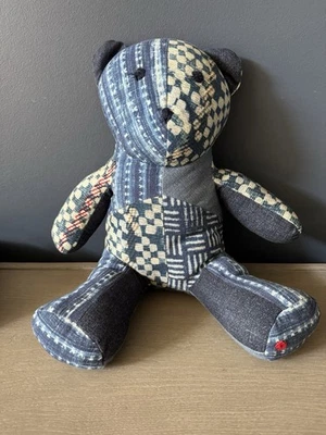 Pottery Barn Nelson Patchwork Teddy Bear Pillow - Image 1 of 2