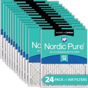 10x20x1 (9_1/2x19_1/2) Pleated Air Filters MERV 14 Plus Carbon 24 Pack - Picture 1 of 7