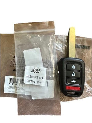 LLAVE REMOTA HONDA CR-V CIVIC 2017-21 ENTRADA SIN CORTAR MLBHLIK6-1TA Foto 1 de 4