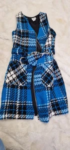 RIVER ISLAND Blue Tweed Pattern Pinafore Dress Aged 7-8 Years - Picture 1 of 3