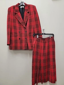 Giacca tuta donna Christian Dior vintage rosso/nero a quadri lana 10 gonna 8 - Foto 1 di 12