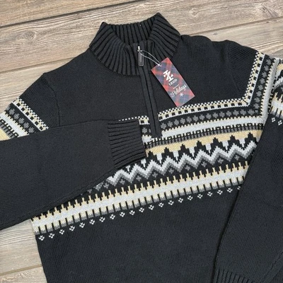Suéter Izod Para Hombres Calce Clásico Hada Cuarto Cremallera Vacaciones Negro Talla Mediana Nuevo con Etiquetas Foto 1 de 4