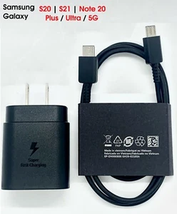 Genuine Samsung Fast Charger 25W USB-C Plug Type C to C S20 S21 Ultra Note 21 5G - Picture 1 of 4