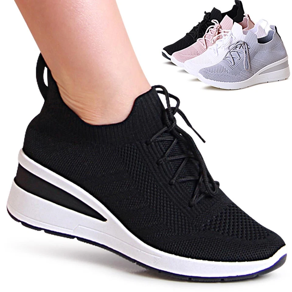 Chaussures Femme Semelle Compensée Baskets Basses Plateforme de Sport Bottines - Photo 1/1
