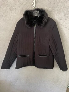 Braetan Youth Girls black quilted jacket with a faux fur collar Full Zip Size XL - Picture 1 of 7
