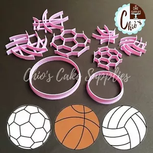 Basketball, volleyball, and soccer ball Cookie Cutter And Fondant Embosser Stamp - Picture 1 of 6