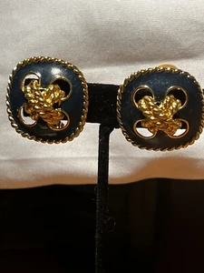 M. JENT Ohrringe maritim blau goldfarben Emaille Seil Ohrclips. GUC - Bild 1 von 5