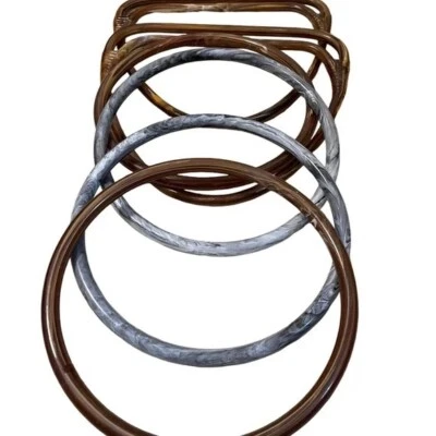 3双9英寸和10英寸棕色和灰色大理石马贝拉塑料丙烯酸工艺手提包 — 第 1/4 张图片