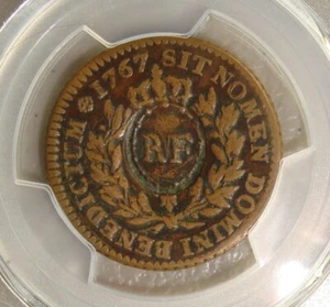 1767-A France French Colonies Colonial Sou 1793 "RF" Countermark PCGS VF35 - Picture 1 of 4