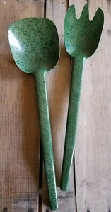 Flintwood Salad Serving Set Kitchenware Melamine Green Fork Spoon MCM Vintage - Picture 1 of 5