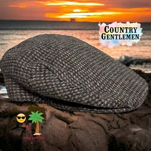 Vintage! Cappello piatto Country Gentleman berretto 7 5/8 uomo lana marrone newsboy cabbie - Foto 1 di 8