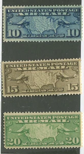 U S STAMPS AIRMAIL STAMPS C7, C8, & C9   MAP & MAIL PLANES   1926-1927  (S986) - Picture 1 of 3