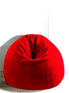 New Bean Bag Fur Bean Bag Sofa Cover Without Beans Red Size XXXL - Picture 1 of 5
