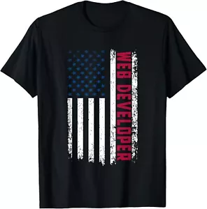 Web Developer American Flag 4th July USA Patriotic Web Gift Unisex T-Shirt - Picture 1 of 3