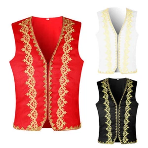 New Men's Arabian Prince Vest Top Cosplay Waistcoat Fancy Dress Up Costume - Picture 1 of 22