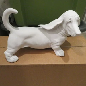Statua statuina grande cane Basset Hound resina bianca *DIPINGIMI** NUOVA - Foto 1 di 7