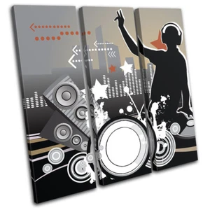 Abstract Vinyl Illustration Decks DJ Club TREBLE CANVAS WALL ART Picture Print - Picture 1 of 1