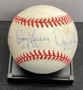 Yankees Perfect Game Pitchers Auto American League Palla Cone Wells Larsen tedesco - Foto 1 di 7