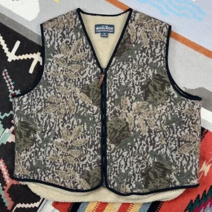 Vintage Woolrich Sherpa Lined Wool Vest Full Zip Camouflage Men's 2XL - Picture 1 of 5