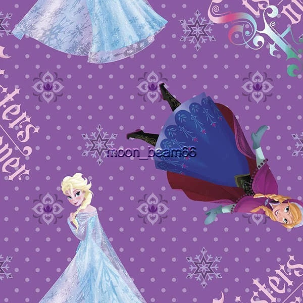 14 Inches Disney Frozen Sisters Forever Purple Polka Dots Cotton Fabric - Image 1 of 1