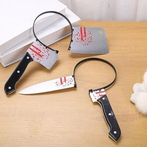 Halloween Hair Hoop Horror Blood Fake Ax Saws Knife Gothic Headband Prop Decor - Picture 1 of 59