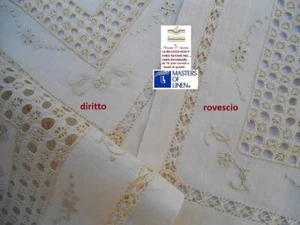 Napperons Lin Broderie à la Main Punto Antique Et Gemmes Sfilature Complet 3 Pcs - Picture 1 of 10
