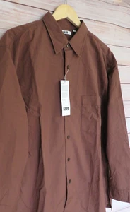 Uniqlo U Lemaire Men Broadcloth Oversized Long-Sleeve Shirt Brown M L NWT - Picture 1 of 10