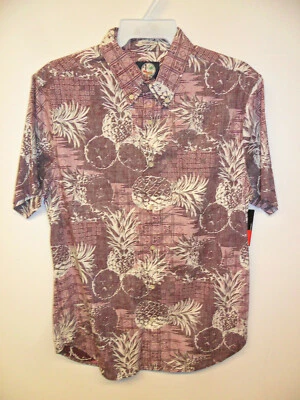 Camisa con botones REYN SPOONER para hombre S/S HO'OKIPA - ciruela - mediana - nueva con etiquetas Foto 1 de 2