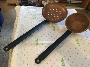 Brass and metal dipper and strainer wall hanging items - Picture 1 of 5