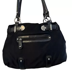 Etienne Aigner Black Nylon Shoulder Bag Satchel Handbag, Silver Hardware - Picture 1 of 13