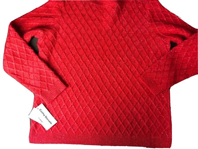 Suéter Cathy Daniels XL NUEVO CON ETIQUETAS Rojo Brillante Tejido Diamante Texturizado Precio de venta sugerido por el fabricante $50 Foto 1 de 4