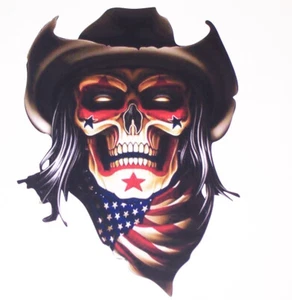Rodeo Clown American Flag Skull Decal Sticker Window Camper Golf Cart Skulls - Picture 1 of 2