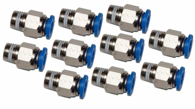 10Pc Pneumatic 1/4" Tube 8mm NPT Male Connector Push In To Air Connect Fitting - Image 1 of 2