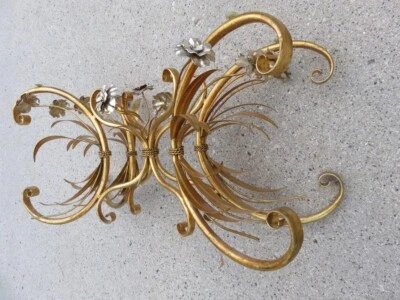 Hollywood Regency Italian Coffee Table Gold Guild Flower  Glass Not Included - Image 1 of 4