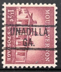 UNADILLA, GEORGIA Precancel TYPE 819 One & 1/2 Cent Mount Vernon Stamp - Picture 1 of 1