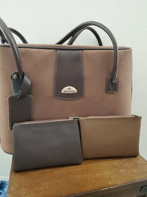 Samsonite Large Brown Microfiber Laptop Carry On Travel Bag Women W/ 2 Pouches - Image 1 of 4