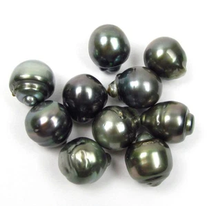 10 pcs 13-14mm Loose Baroque Tahitian Black / Green Pearl - Picture 1 of 3