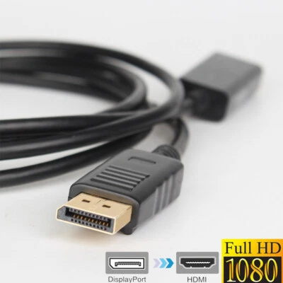 1080P HD DP DisplayPort (Source) to HDMI (Display) Cable, Uni-Directional, 6FT - Image 1 of 4