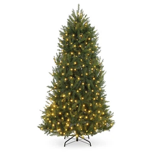 Pre-Lit Christmas Tree 6 FT Lighted Xmas Tree w/Metal Stand for Party Decoration - Picture 1 of 8