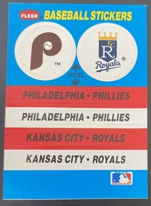 Pegatinas del equipo de béisbol Fleer MLB 1989 Philadelphia Phillies Kansas City Royals - Imagen 1 de 2