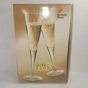 SET OF 2 Bormioli Rocco CHAMPAGNE FLUTE ~ NYE 2000 Italy 743984 Flutes w/BOX - Picture 1 of 17
