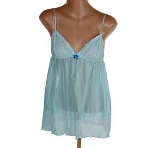 Victoria's Secret Angels Babydoll Damen mittelblau Spitze Netz transparent Dessous - Bild 1 von 6