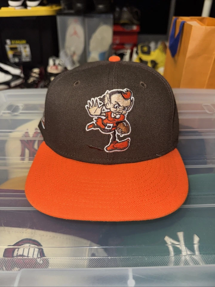 Cleveland Browns New Era Fitted 60 Year Anniversary Patch Size 7 1/8 Used - Image 1 of 4